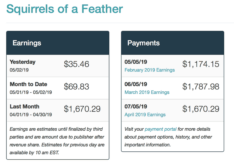 Income for a lifestyle blog for ads