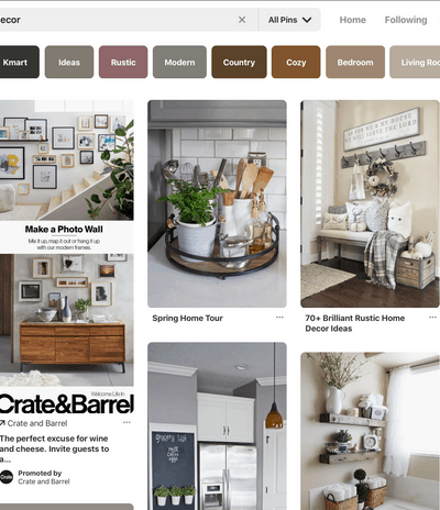 Showing how to name Pinterest boards with search box