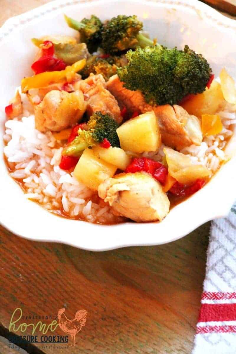 Sweet and sour Instant Pot chicken close up