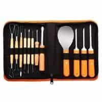 Newbea 12 Piece Professional Pumpkin Carving Kit Tools Pumpkin Shaving Kit - Halloween Jack-O-Lanterns - 18 Cuts, Carving Scoops, Saws, Loops