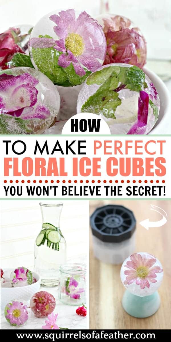 Clear ice balls filled with flowers