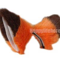 Cat Fox Ears Kitty Costume Halloween Cosplay Fancy Dress Many colors Kits (Orange with Brown Tips (Skin inside))