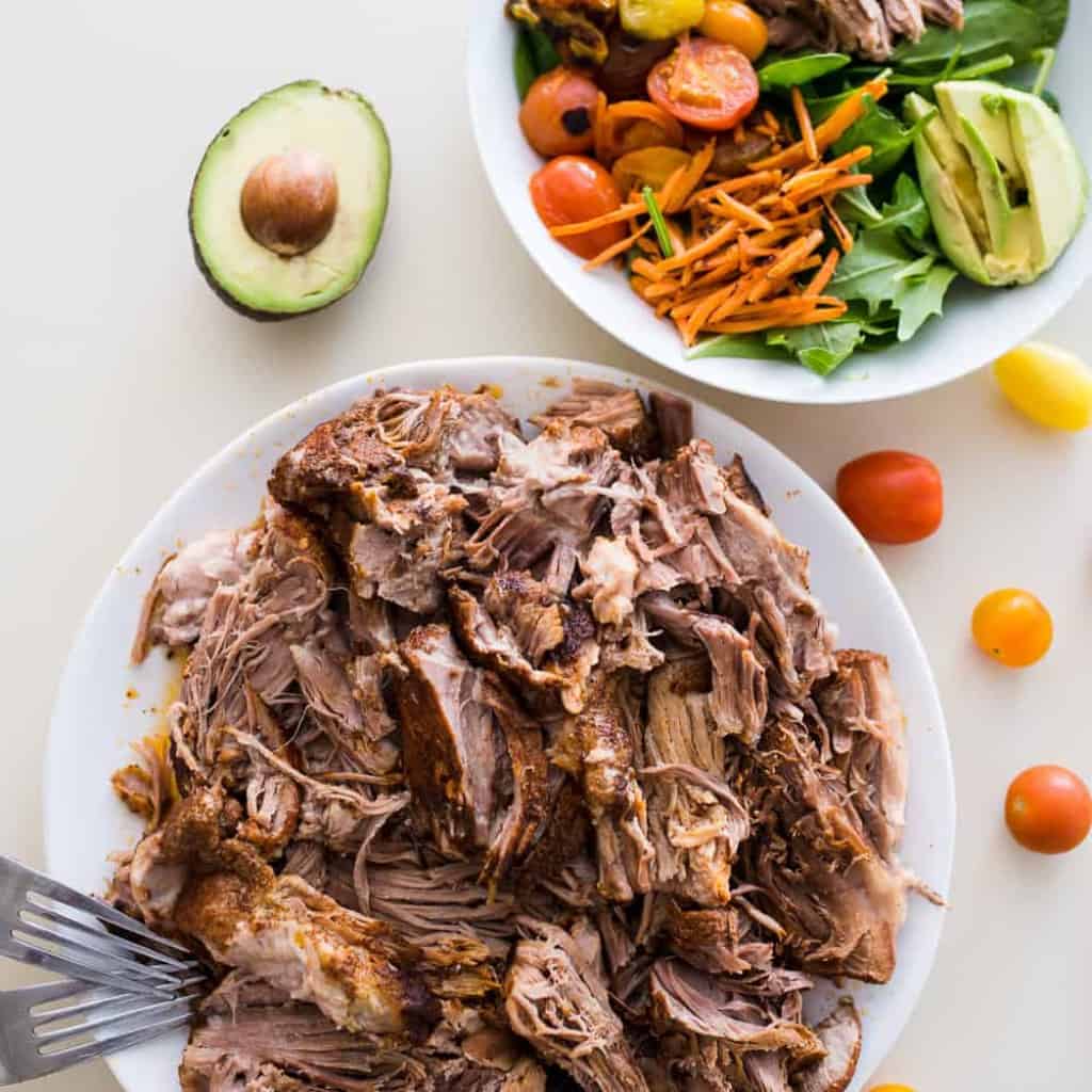 An affordable pork roast shredded for meal prep