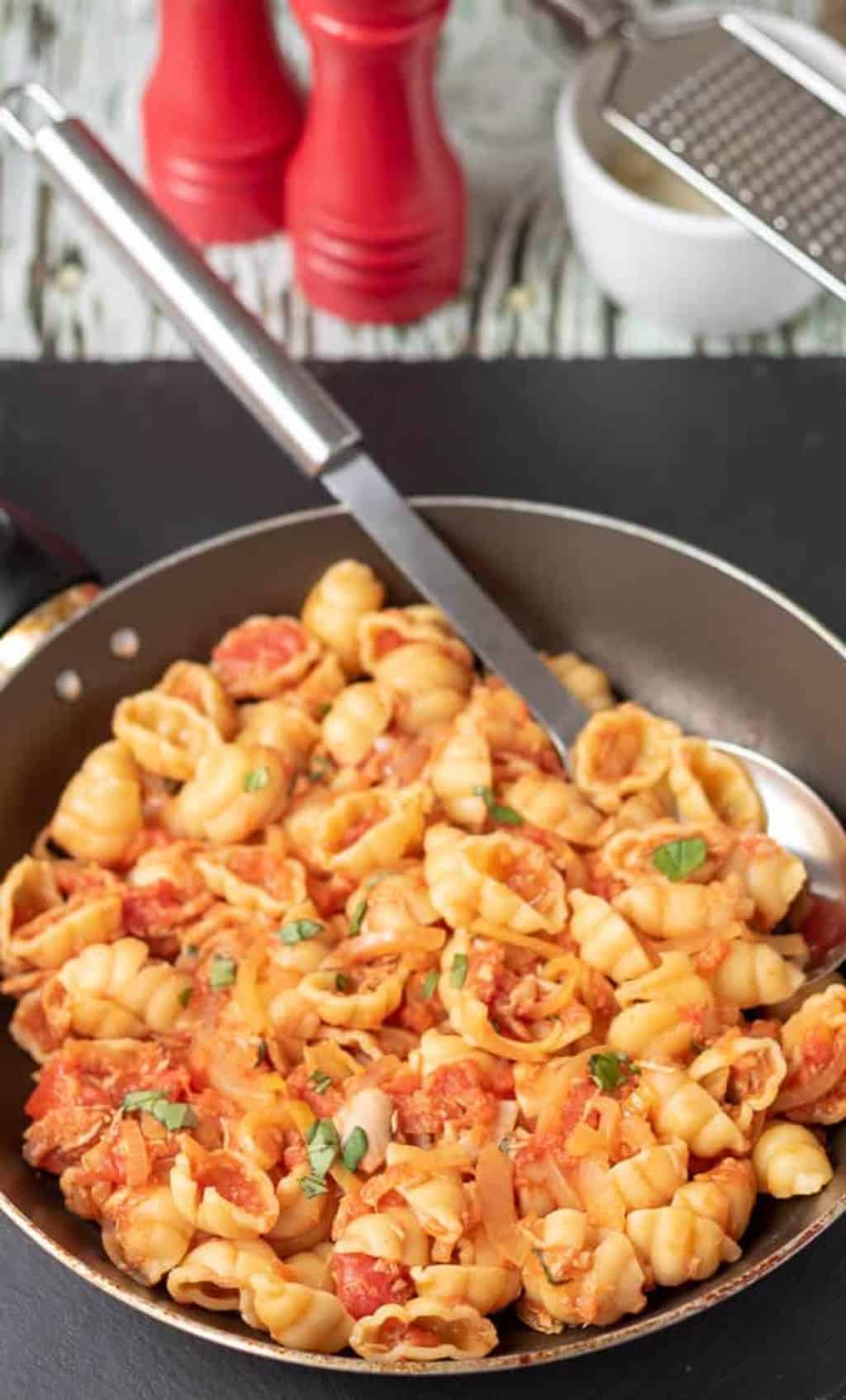 A red tuna pasta bake with a spoon