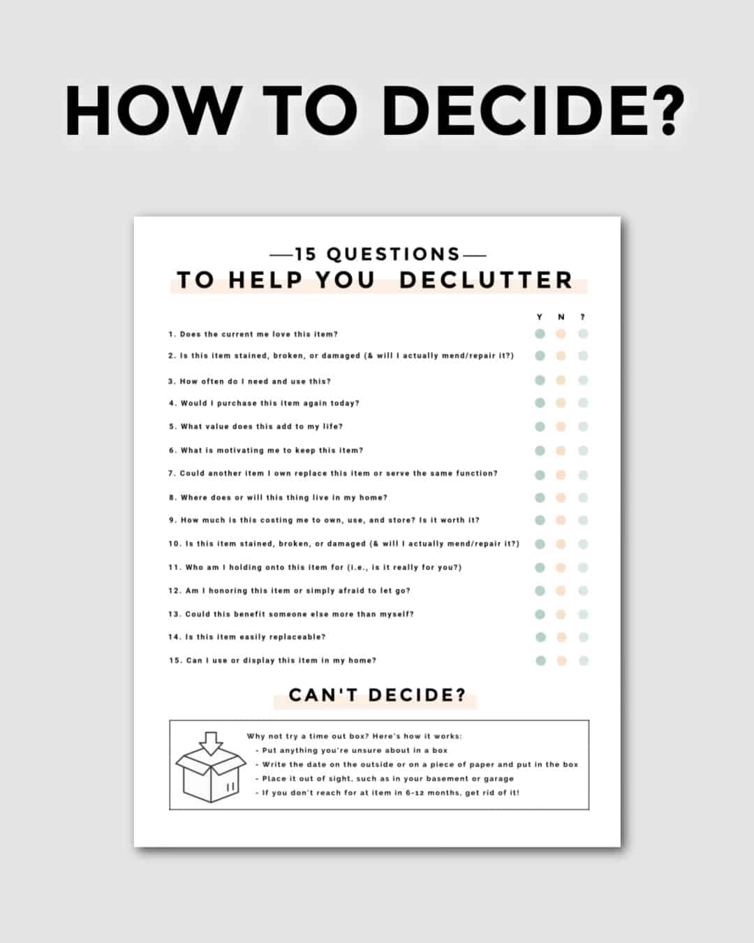 A checklist of decluttering questions to ask