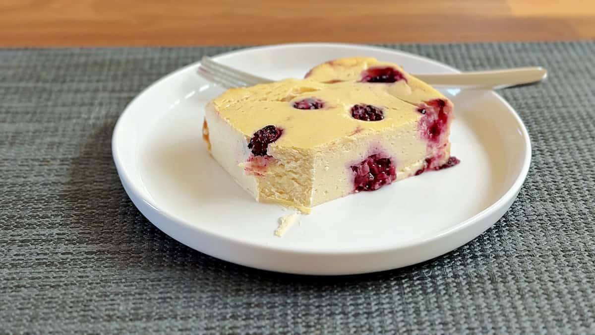 Close up of the best protein cheesecake recipe